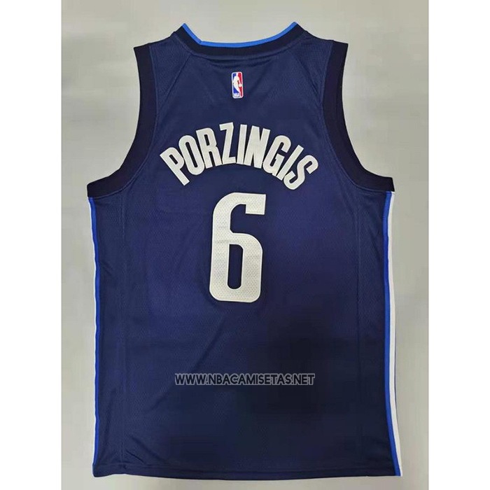 Camiseta Doncic Mavericks Kristaps Porzingis NO 6 Statement 2020-21 Azul